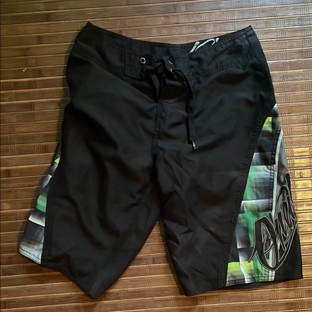 O'Neill Black and Green Board Shorts